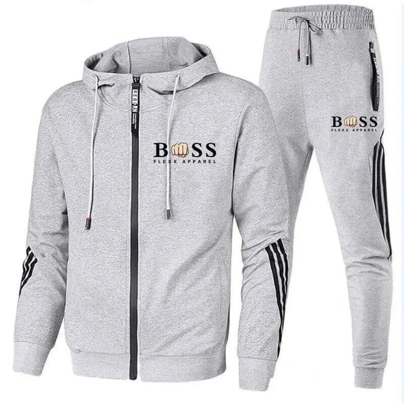 Heren trainingspak compleet: hoodie met capuchon en bijpassende joggingbroek met elastische tailleband.
