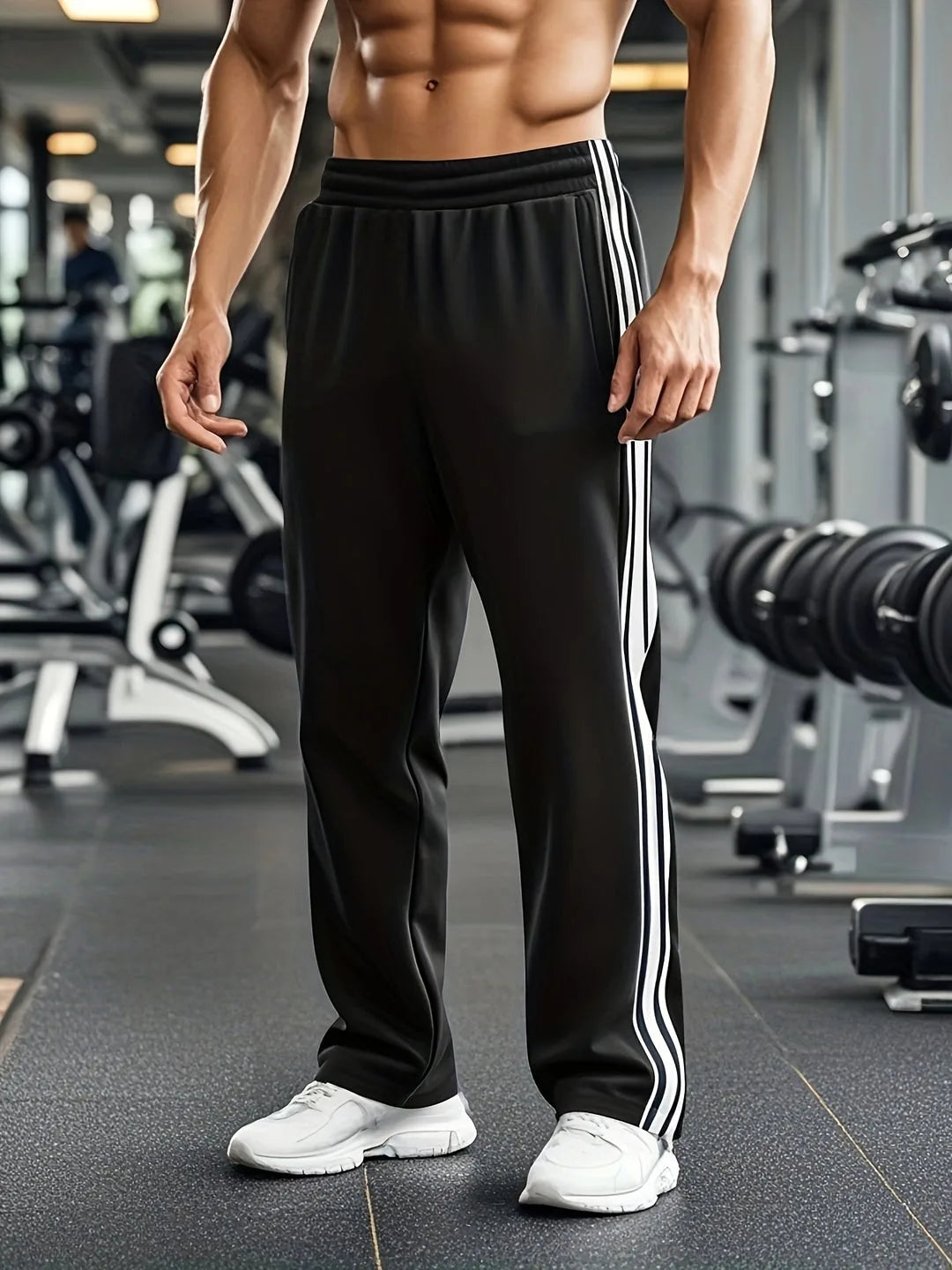 Gedetailleerde weergave van de elastische tailleband van de heren joggingbroek.