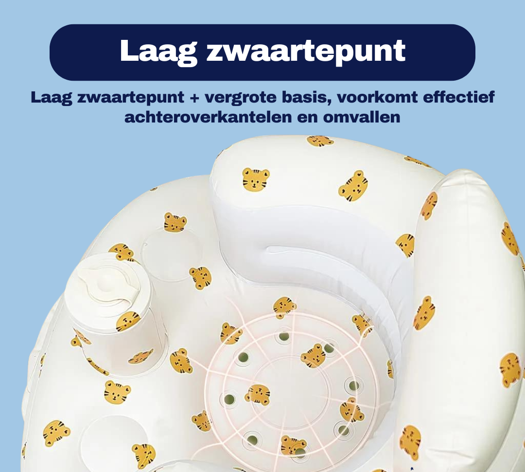Comfortabele opblaasbare babystoel, ideaal als voedingsstoel en speelzitje.