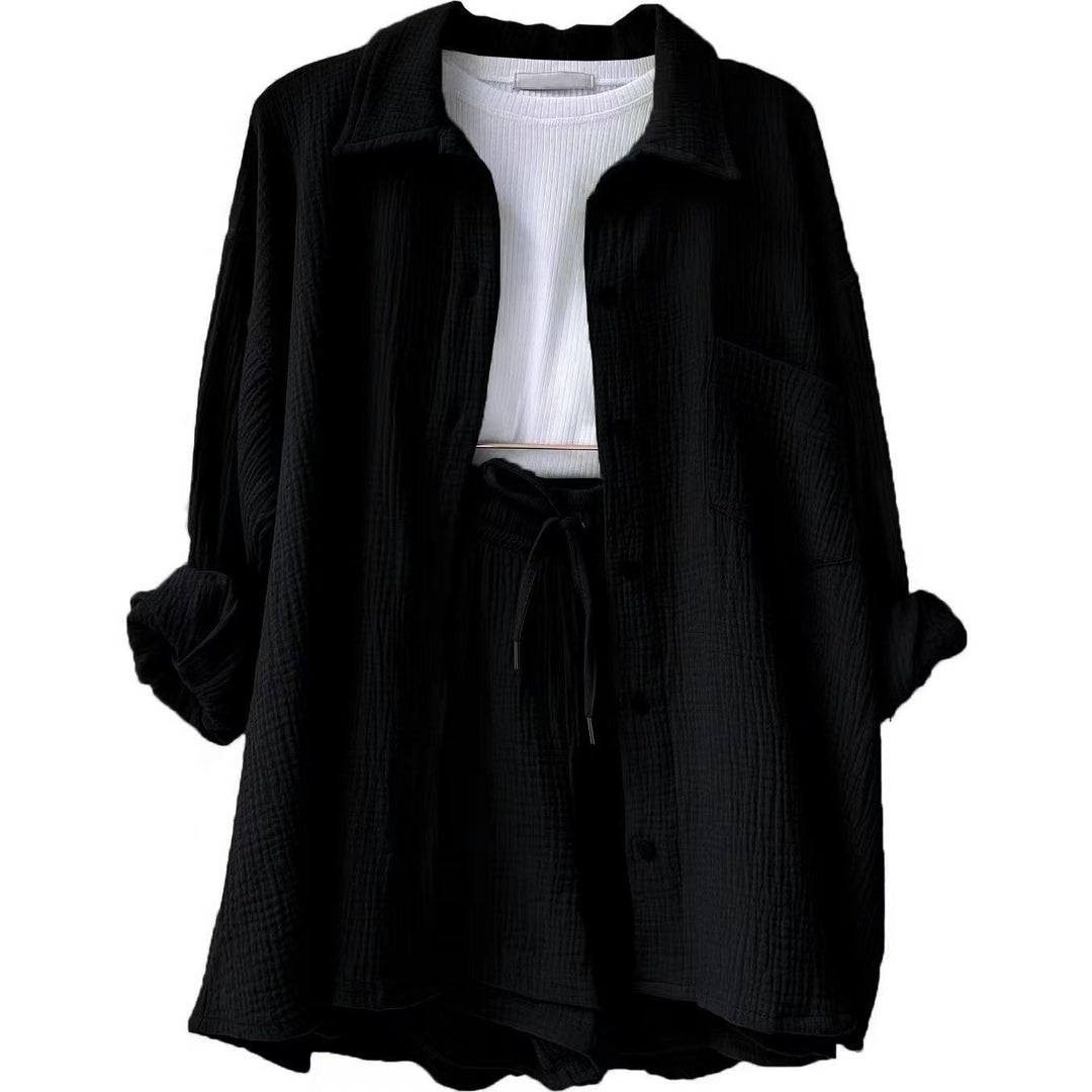 Eenvoudige maar trendy katoenen zomerset voor dames, perfect voor dagelijks comfort en stijl.