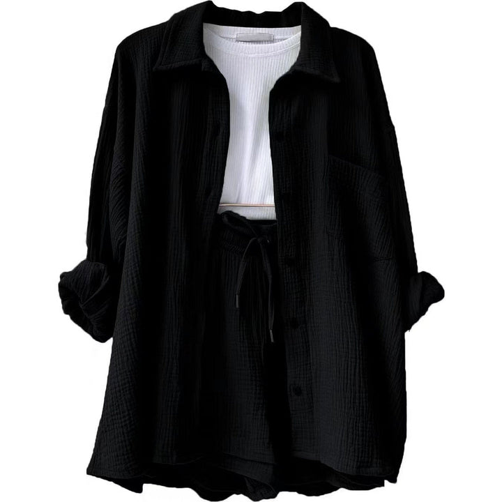 Eenvoudige maar trendy katoenen zomerset voor dames, perfect voor dagelijks comfort en stijl.
