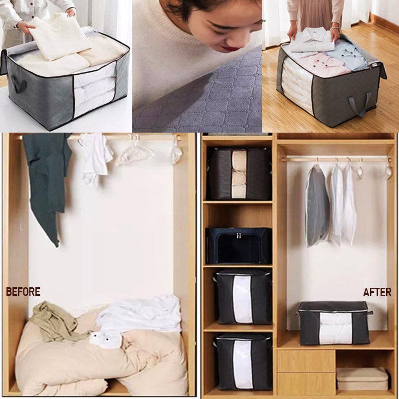 Praktische kleding organizer die helpt bij het opruimen en structureren van elke kledingkast.
