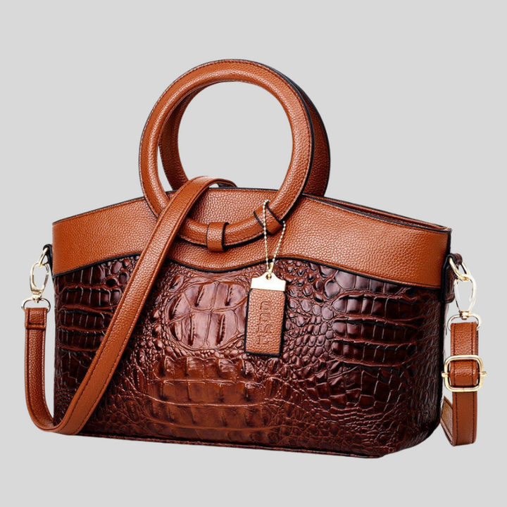 Elegante dames gestructureerde handtas Leah met stevig handvat, ideaal als dagelijkse of schoudertas.