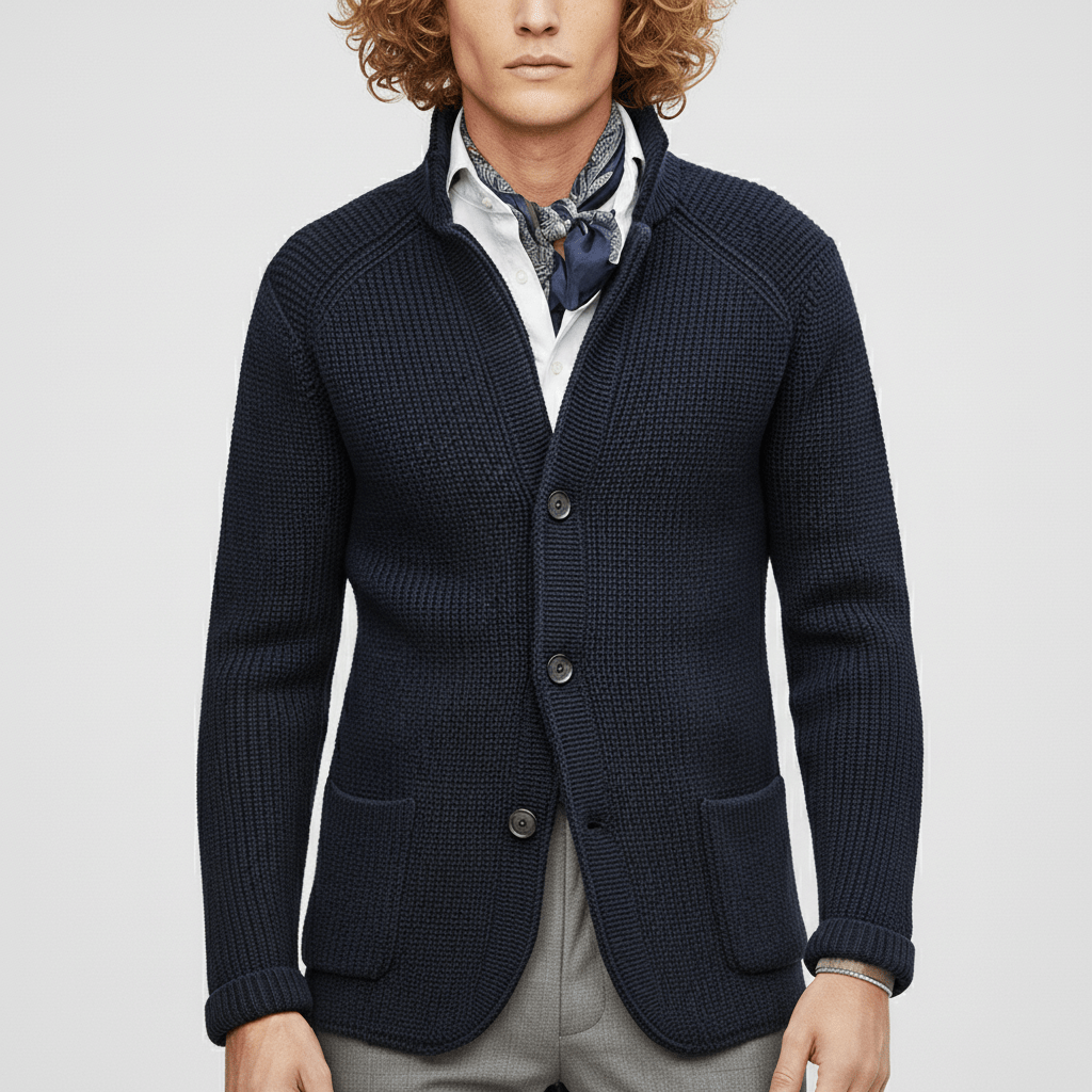 Essentieel heren gestructureerd vest Daniel met lange mouwen, voor een verfijnde casual stijl.