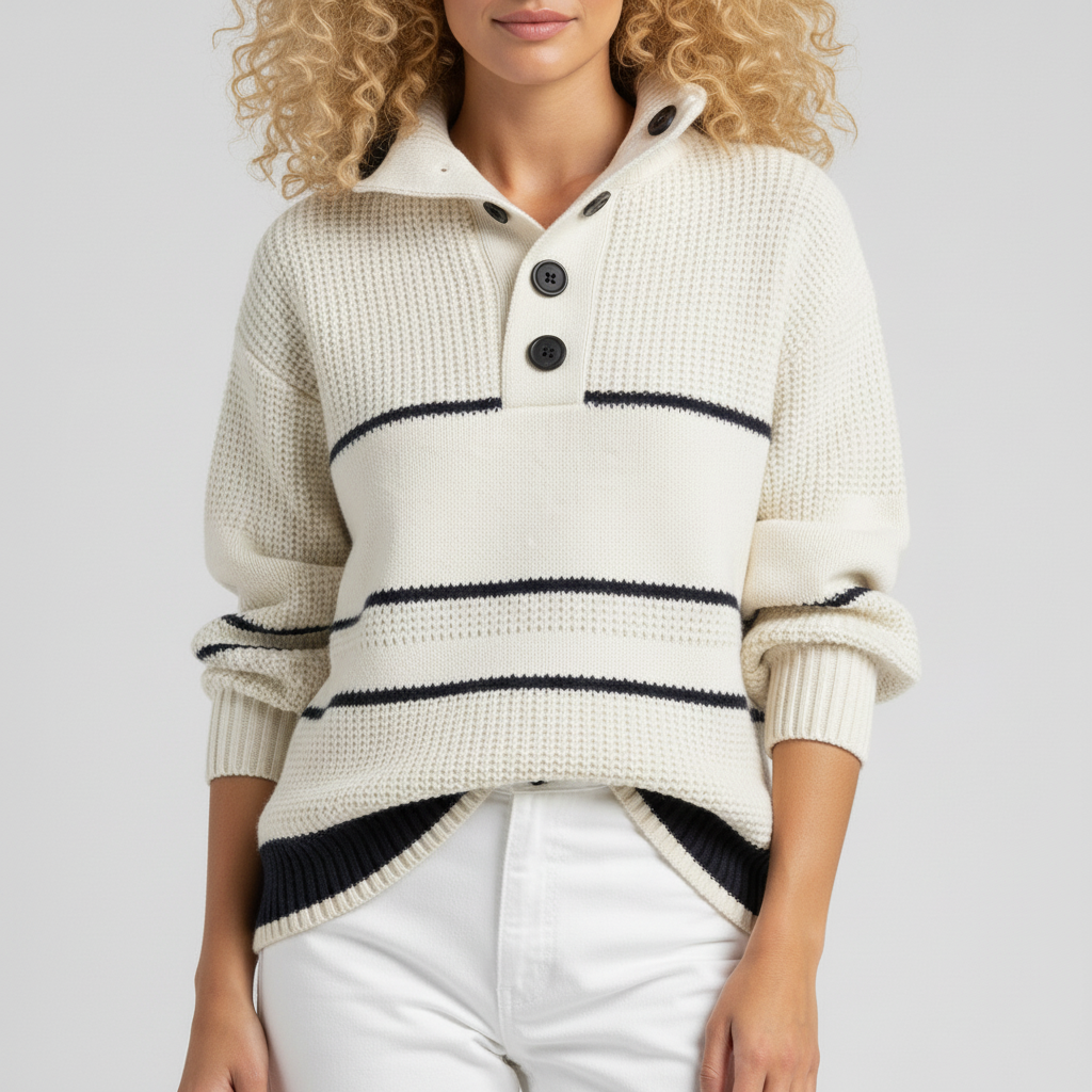 Stijlvolle dames gestructureerde trui met modieuze strepen, een comfortabele gebreide pullover voor wintermode.