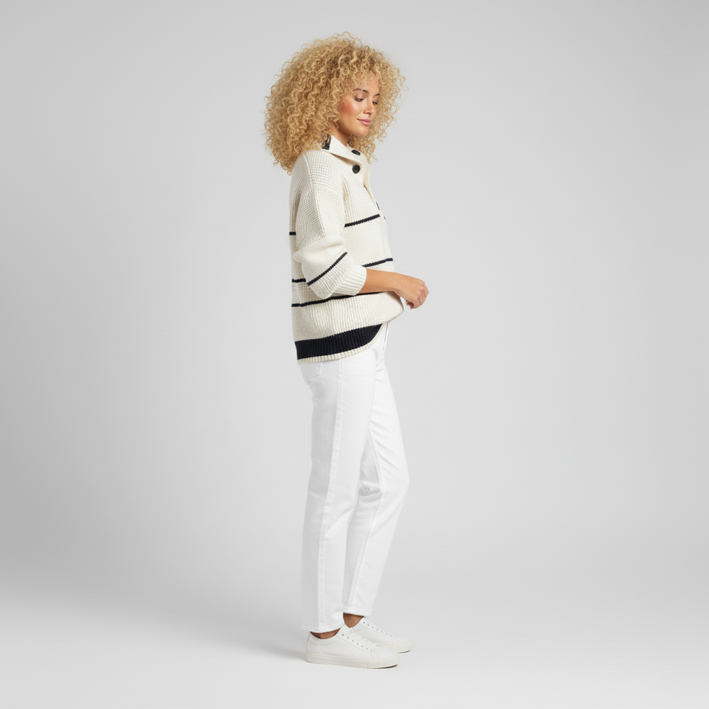Comfortabele Annabelle dames trui met lange mouwen, gebreid en gestructureerd, perfect voor een casual look.