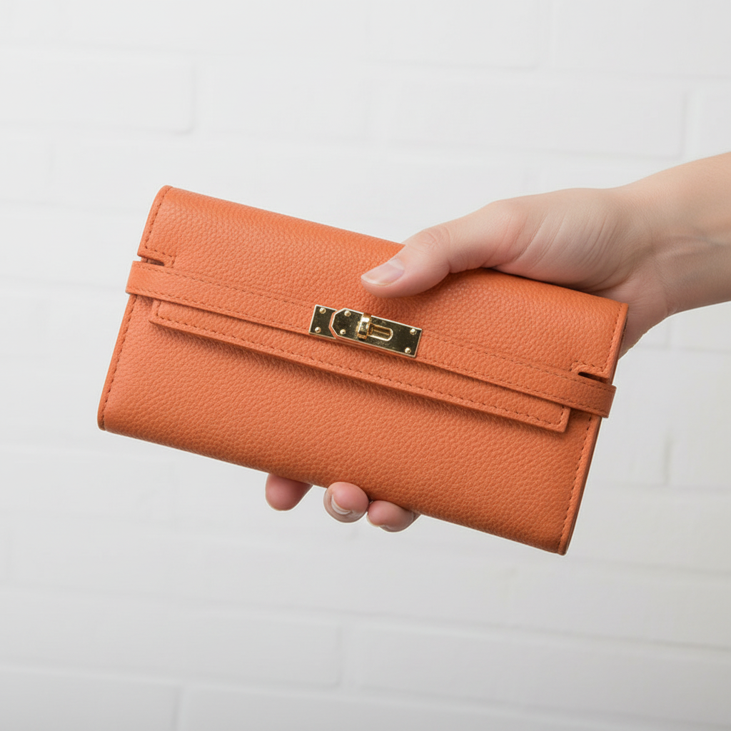 Chique vrouwen portemonnee met embossed bladpatroon, een must-have voor de modebewuste vrouw.
