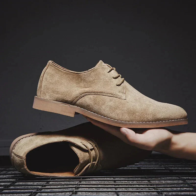 Comfortabele khaki heren Oxford schoenen. Casual elegantie met optimaal draagcomfort.