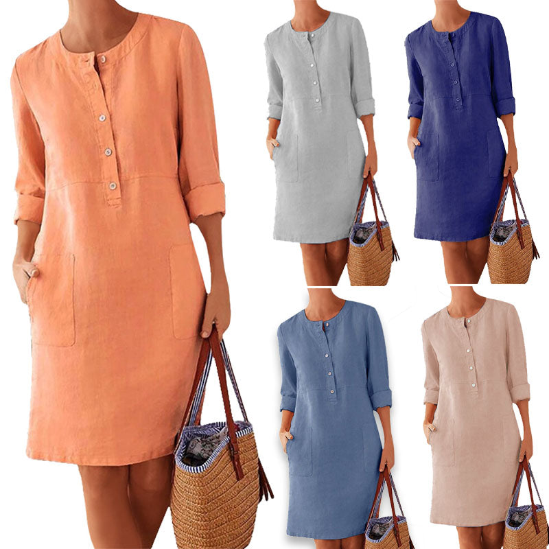 Lichte Dames Zomerjurk Adelle in effen kleur, ideaal voor zomerse stijl en comfort.