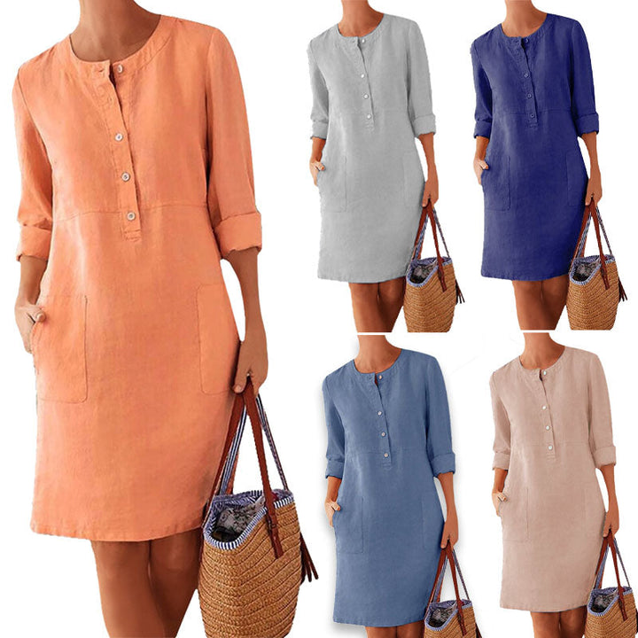 Lichte Dames Zomerjurk Adelle in effen kleur, ideaal voor zomerse stijl en comfort.