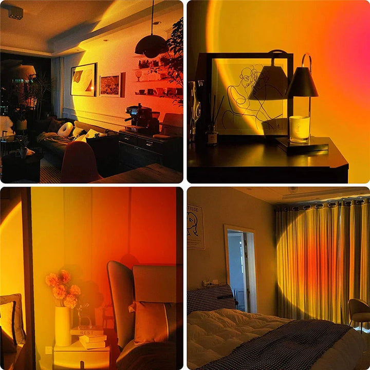 Zonsondergang sfeerlamp die een magisch lichteffect creëert voor ontspannen avonden. Met 4 kleuren voor elke stemming.