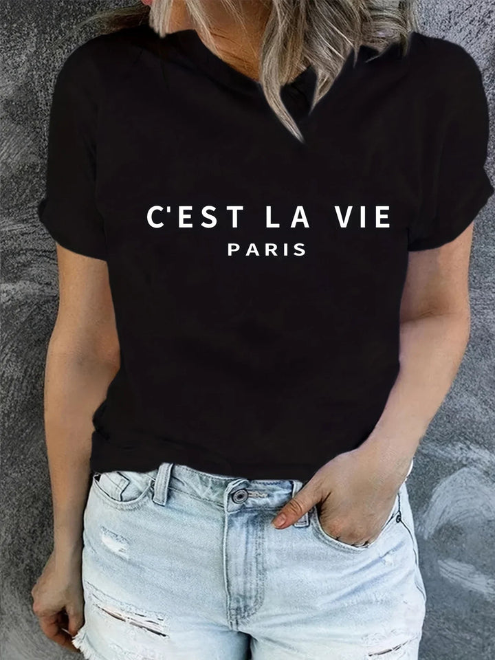 Dames t-shirt met ronde hals. Comfortabel basis kledingstuk voor een tijdloze, dagelijkse stijl.