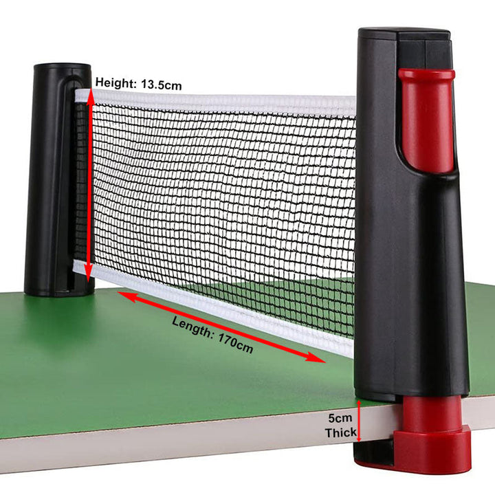 Tafeltennis net voor binnen en buiten. Eenvoudig verstelbaar, urenlang plezier voor het hele gezin.