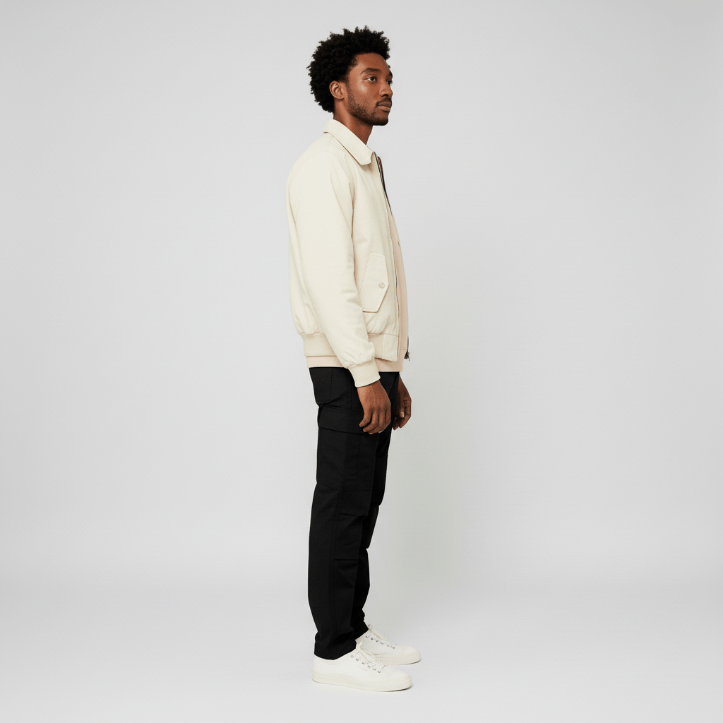 Hoogwaardige getailleerde heren Harrington jas, perfect voor alle seizoenen en gelegenheden.