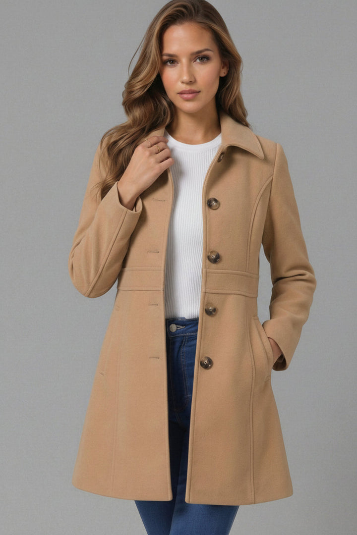 Mooie dames A-lijn mantel, getailleerd en elegant, de ideale warme winterjas Caitlin.