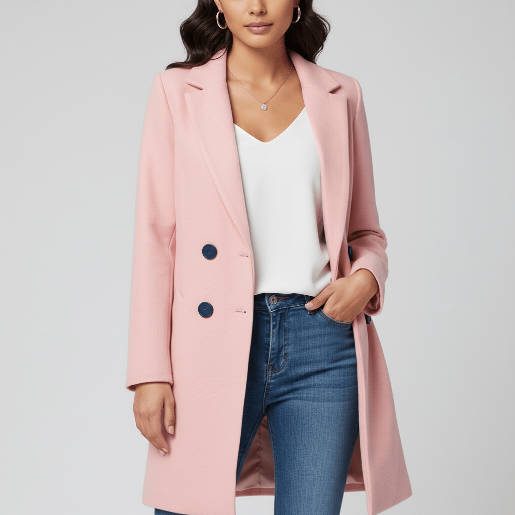 Dames Kiara getailleerde lange jas, elegant en veelzijdig. Perfecte winter- of tussenjas.