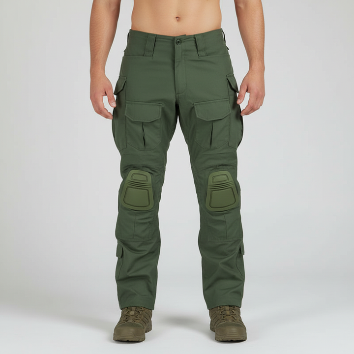 Ademende tactische herenbroek met flexibele kniebescherming, ideaal voor lange tochten.