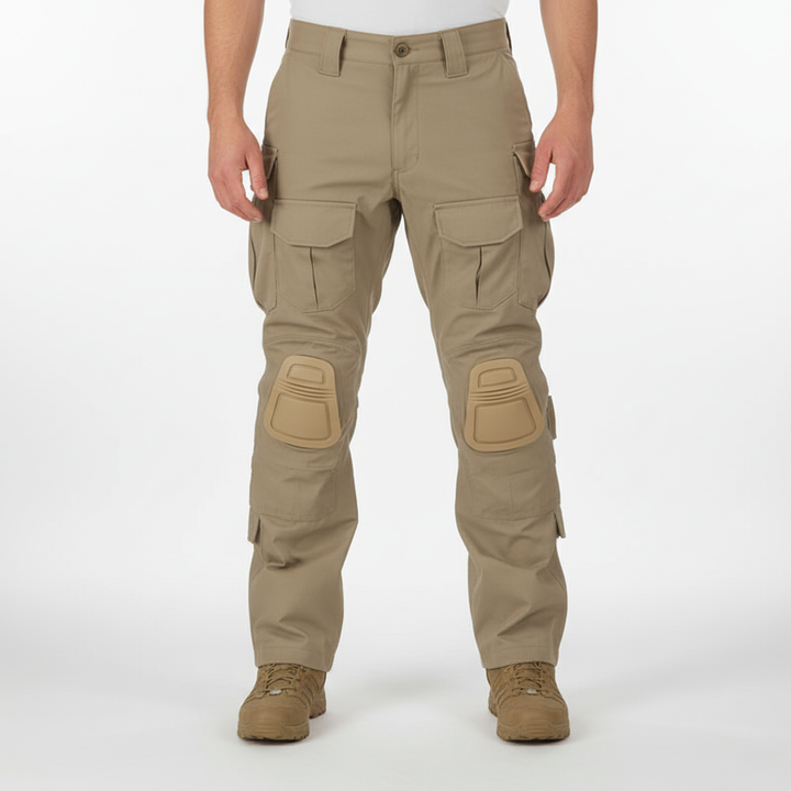Functionele heren tactische broek, ideaal voor militair, outdoor en werk, inclusief kniebeschermers.