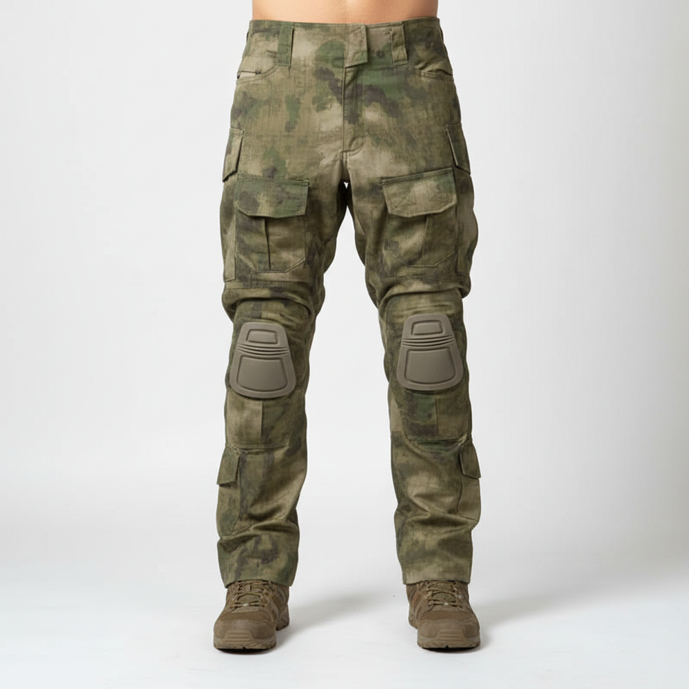 Duurzame heren werkbroek, tactisch model met versterkte knieën en handige cargozakken.