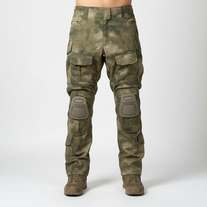 Duurzame heren werkbroek, tactisch model met versterkte knieën en handige cargozakken.