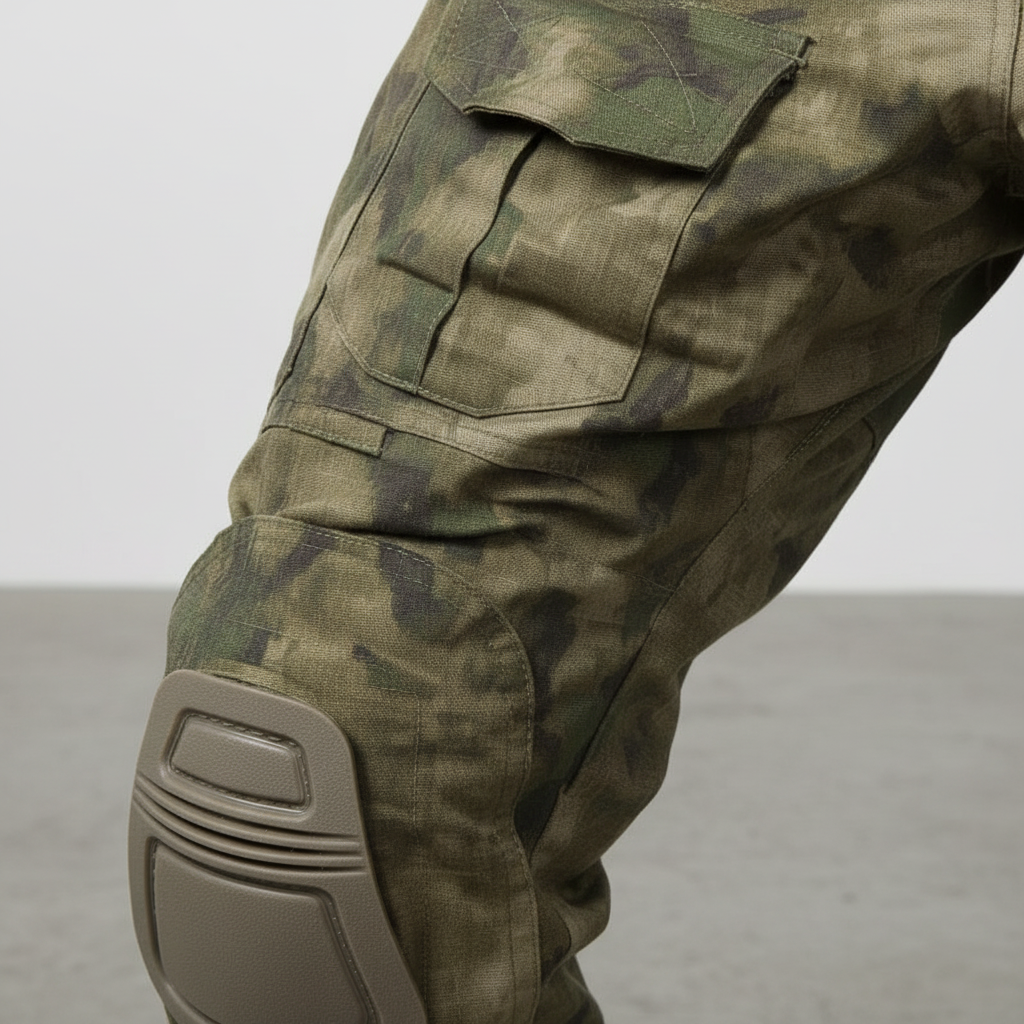 Functionele heren outdoor broek, camouflage-stijl, ideaal voor wandelen en militair gebruik.