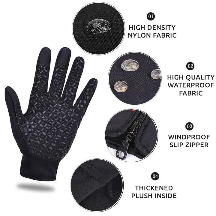Comfortabele, waterdichte hardloophandschoenen met touchscreen functie voor koude winterdagen en buitensport.