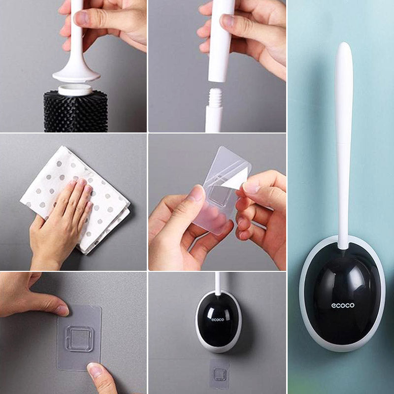 Complete set: flexibele siliconen toiletborstel en houder; essentieel voor elke badkamer.