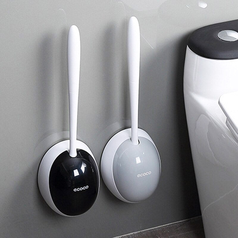 Antibacteriële siliconen toiletborstel en houder; houdt de badkamer schoon en fris.
