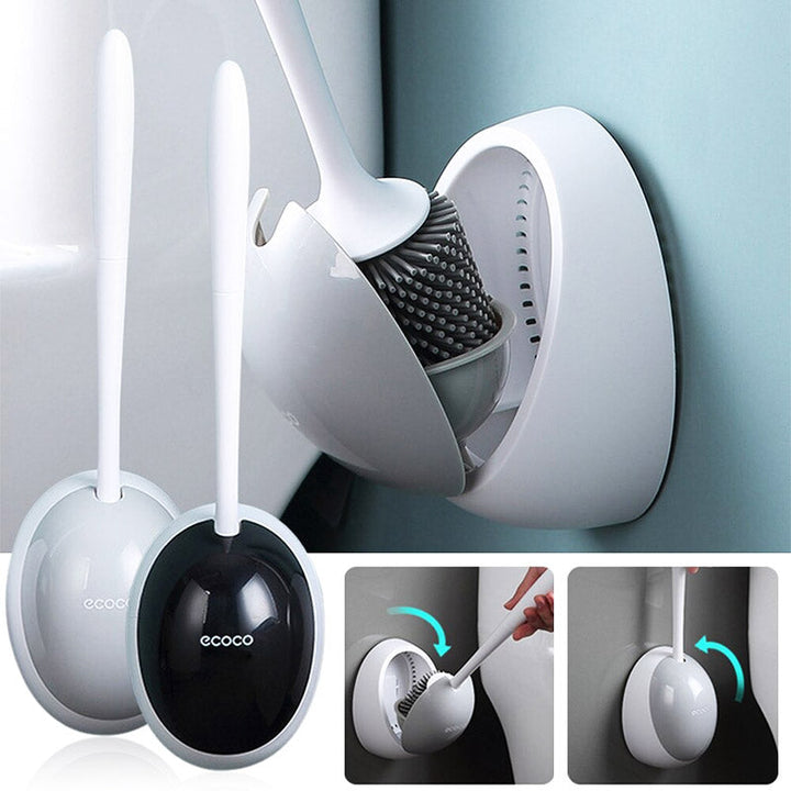 Eenvoudig te reinigen flexibele siliconen toiletborstel met compacte, hygiënische houder.
