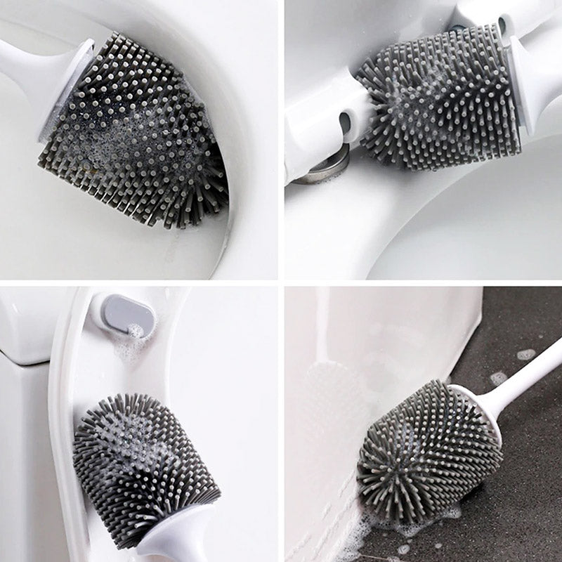 Duurzame siliconen toiletborstel met sneldrogende houder; voor een frisse badkamer.