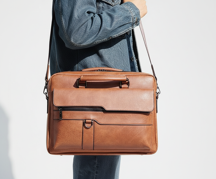 Unisex zakelijke laptoptas met ruime vakken, perfect als schoudertas voor laptop en documenten.