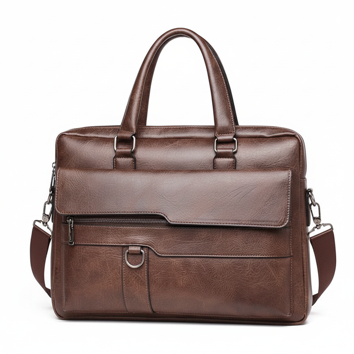 Moderne laptoptas met functionele indeling, ideaal voor professionals die een elegante tas zoeken.