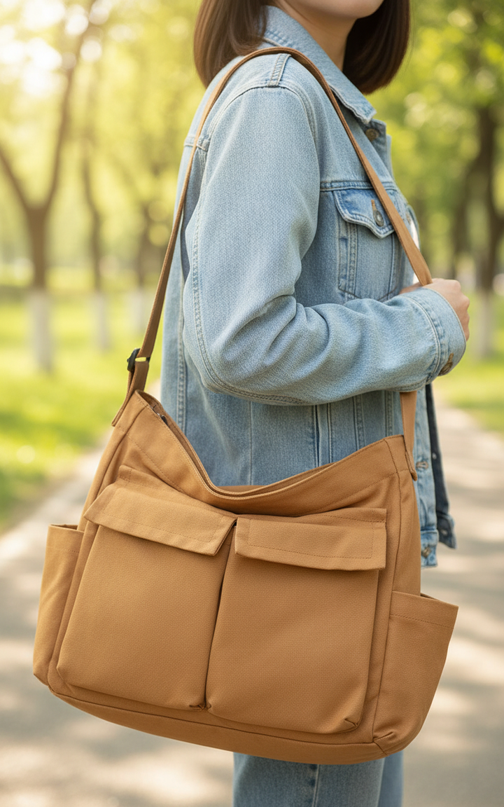 Zwarte unisex schoudertas MarloweBag voor dagelijks gebruik. Ruim, praktisch en met verstelbare riem.