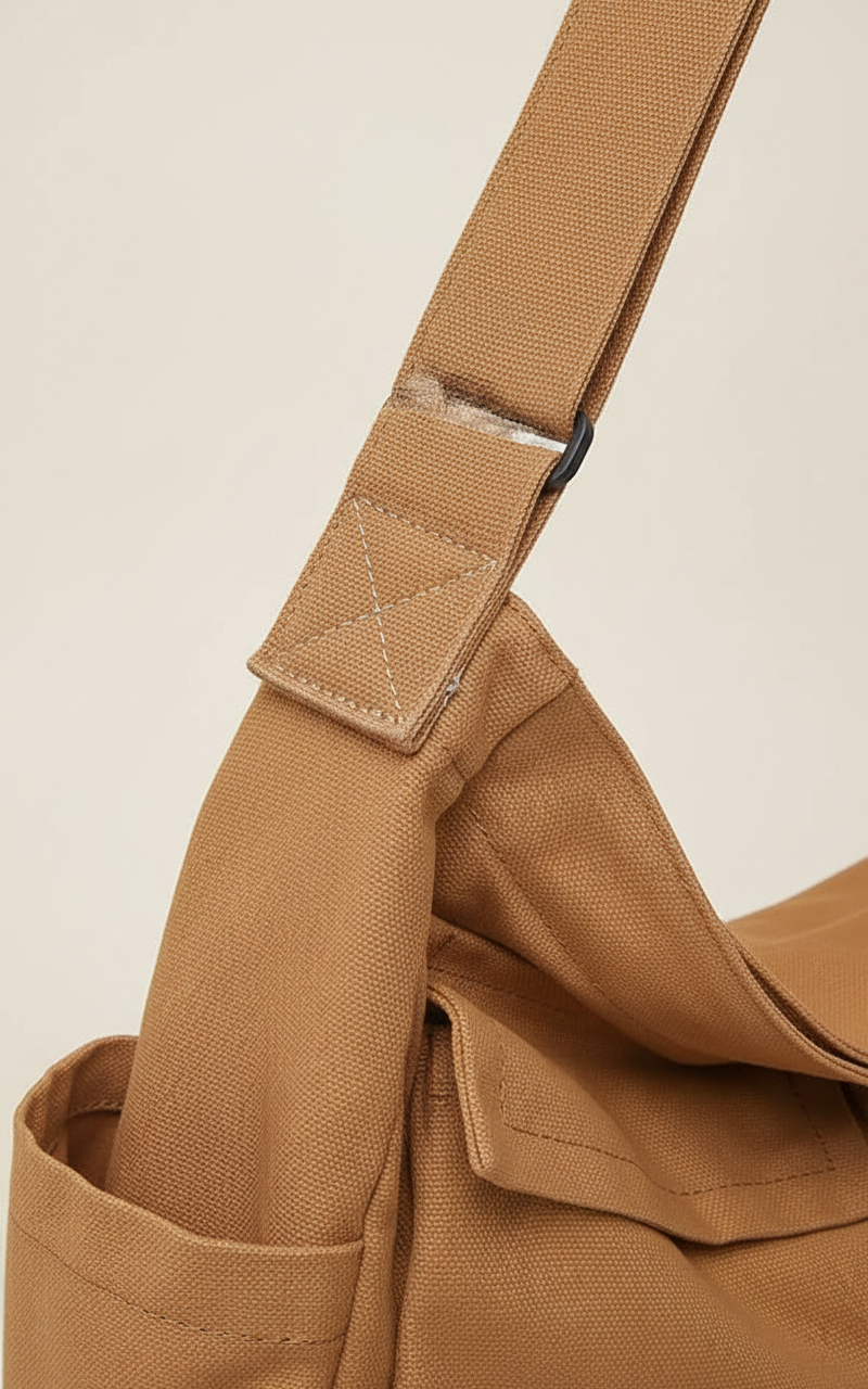 Groene unisex dagelijkse tas, een ruime schoudertas met verstelbare riem en handige organizer functies.