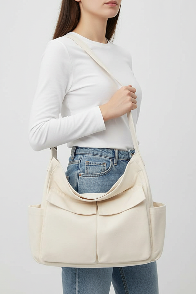 Moderne unisex schoudertas MarloweBag in bruin, een praktische en ruime tas voor dagelijks gebruik.