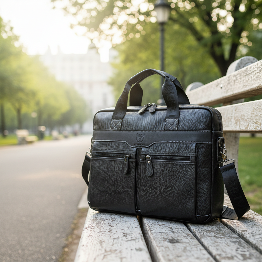 Professionele unisex leren laptoptas voor zakelijk gebruik. Stijlvolle bescherming voor je laptop op werk en kantoor.