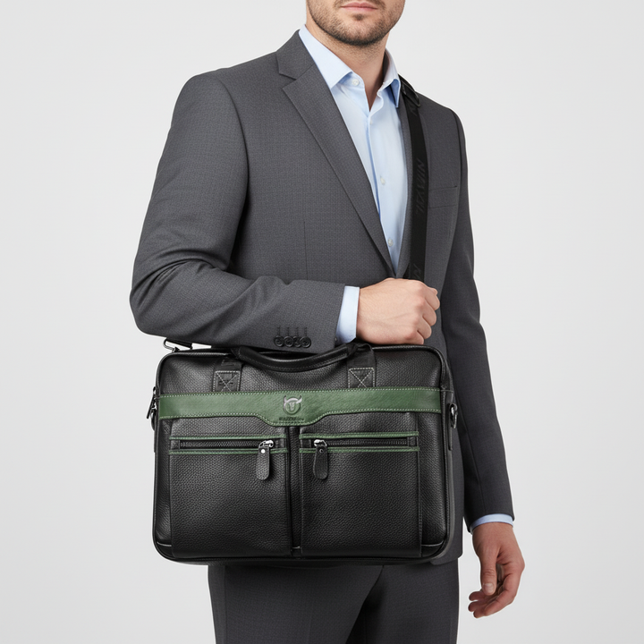 Stijlvolle leren laptoptas voor kantoor, geschikt voor mannen en vrouwen. Ideaal voor zakelijke benodigdheden en laptop.