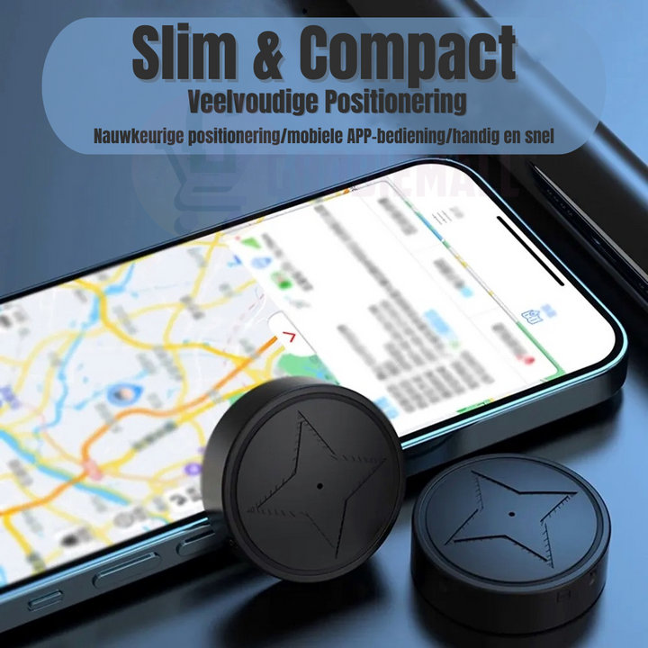 Discrete micro GPS tracker, zwart, magnetisch. Perfect voor spullen beveiligen en realtime voertuig tracking.