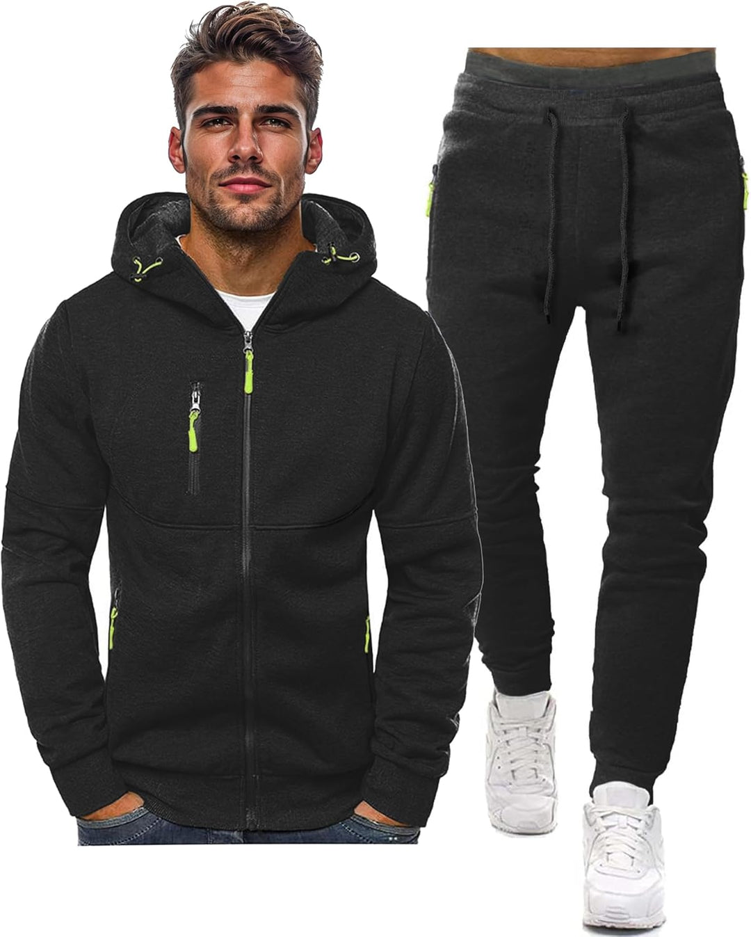 Comfortabel heren joggingpak. Ideaal als casual hoodie set voor ontspanning of sportkleding.