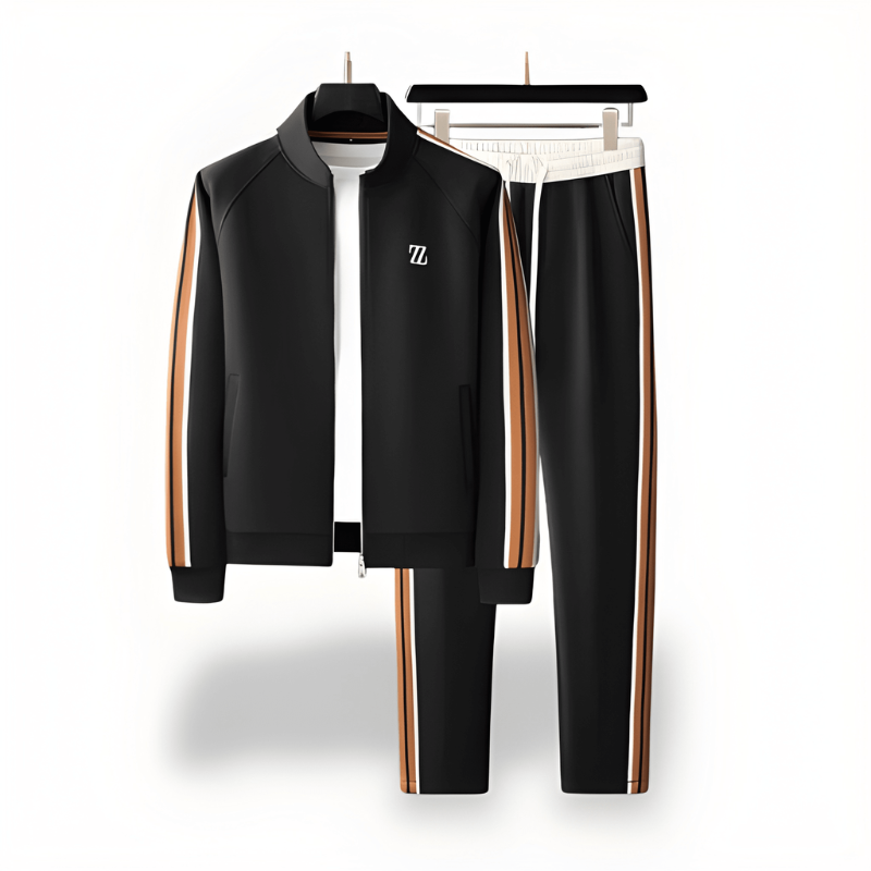 Heren trainingspak, tweedelige set, met comfortabele pasvorm en trendy streepdesign voor dagelijks gebruik.