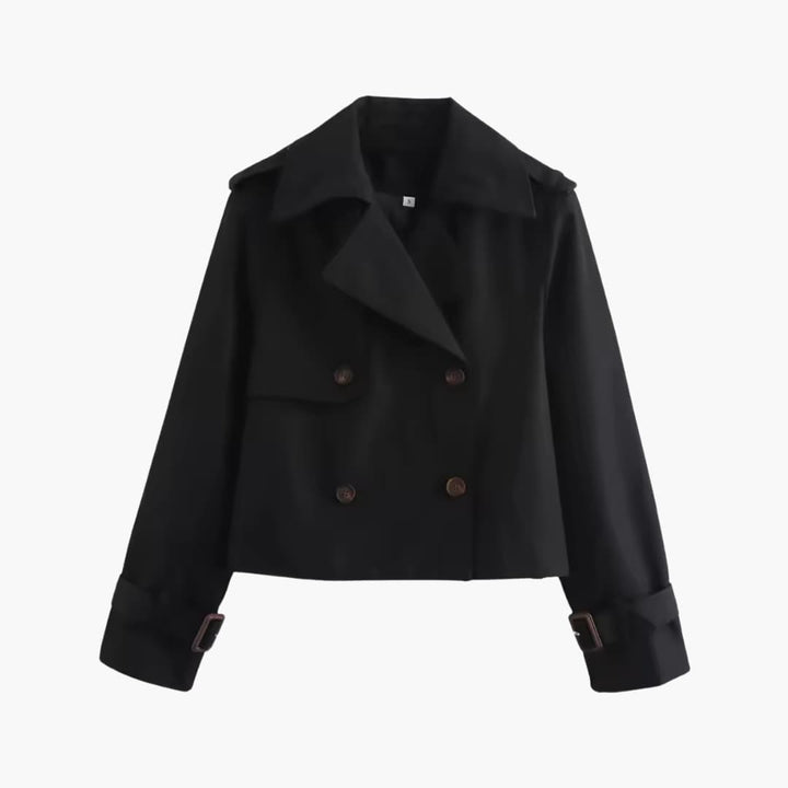 Luxe dames trenchcoat, cropped model met elegante pasvorm. Een modieuze en klassieke lentejas.