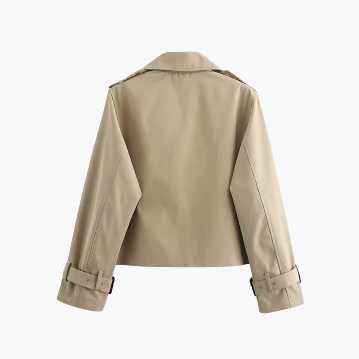 Tijdloze cropped trenchcoat voor dames. Elegante en stijlvolle overslagjas, perfect voor de lente.