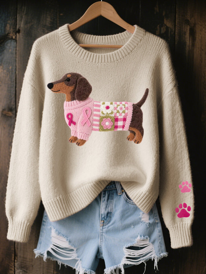 Warme dames trui met uniek hondjesmotief. Heerlijk comfortabel voor de koude herfst- en wintermaanden.