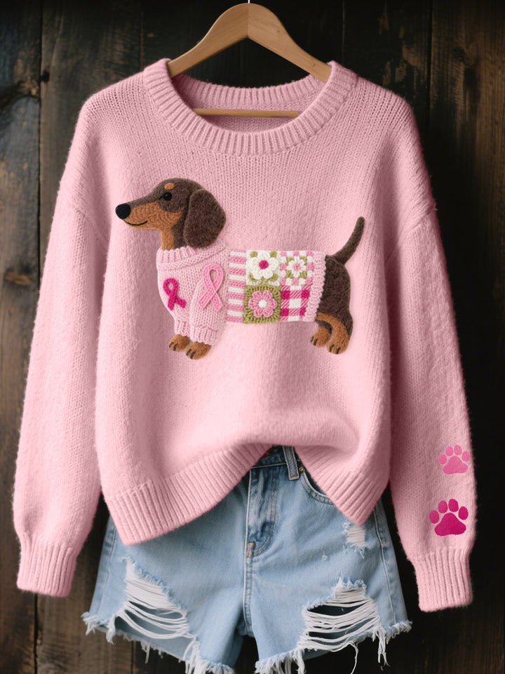 Dames trui met speels hondjesmotief, comfortabele pasvorm. Ideaal voor herfst en winter.