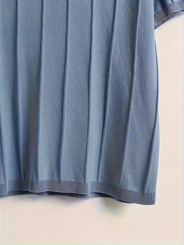 Slim fit heren trui korte mouwen met comfortabele pasvorm en stijlvolle verticale ribstructuur.