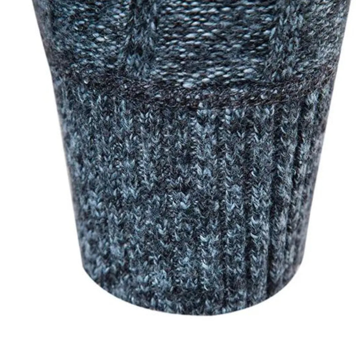 Warm knitwear heren trui met opstaande kraag en kwart rits, ideaal voor comfortabele winterkleding.