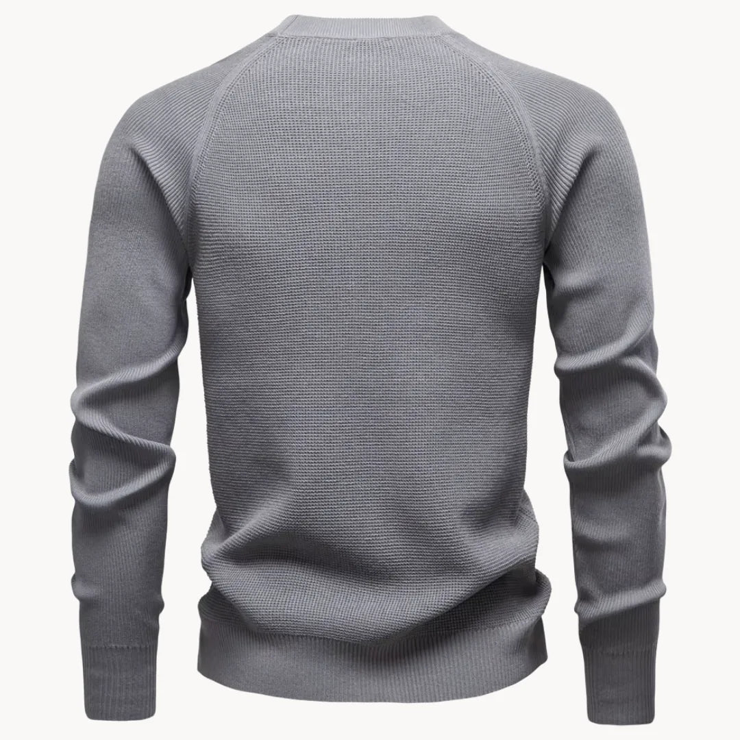 Relaxte pasvorm heren trui met ronde hals en raglanmouwen, ultiem comfort voor casual winterdagen.