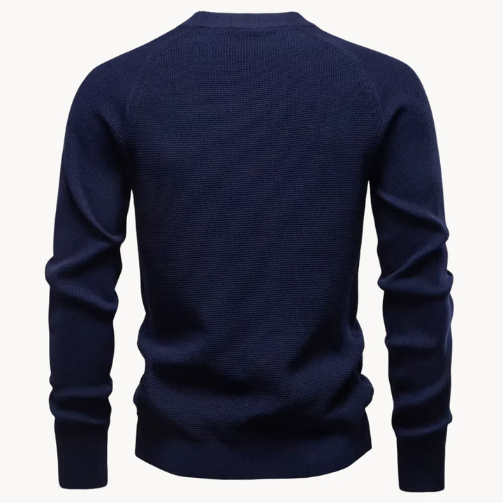 Casual, warme heren trui met ronde hals en raglanmouwen, onmisbaar voor de najaar/winter garderobe.