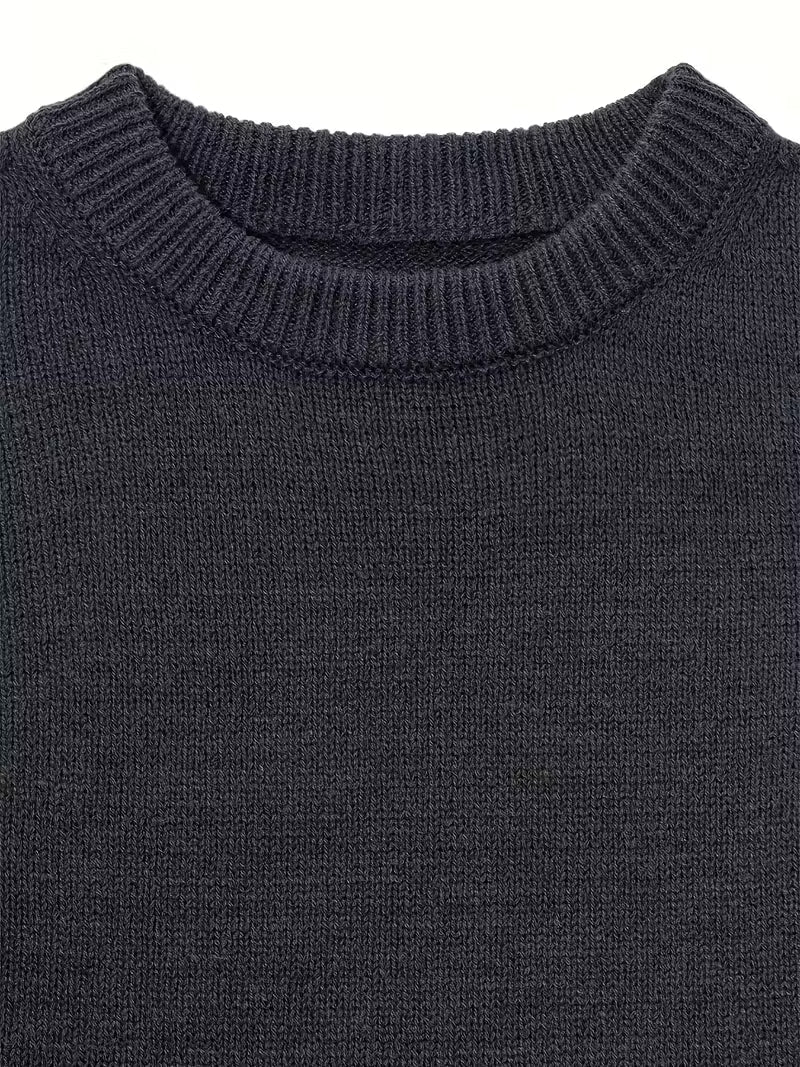 Olijfgroene heren trui met ronde hals en ribbeldesign. Casual, warm en modieus voor heren.