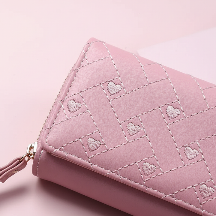 Trendy dames driedelige portemonnee, ideaal cadeautje. Stijlvol PU leer accessoire met unieke borduursels.